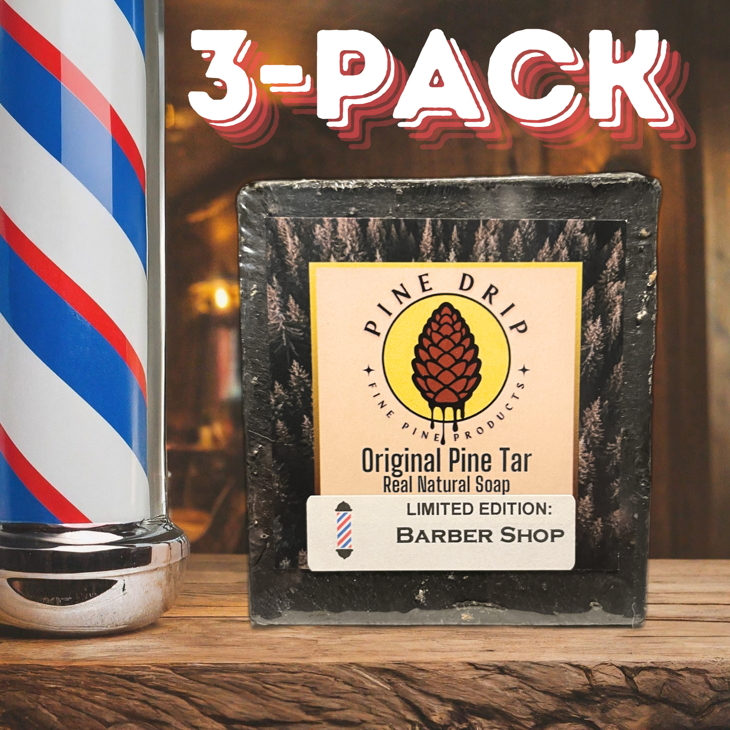 Barbershop Pine Tar Soap Bar 3 Pack